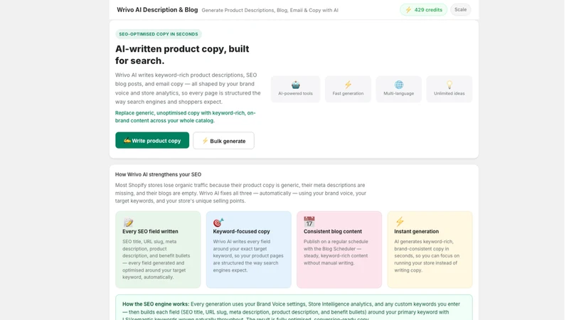 Wrivo: AI Product Description