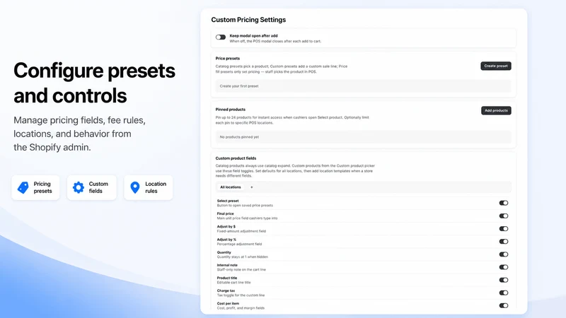 V‑POS Custom Pricing & Fees