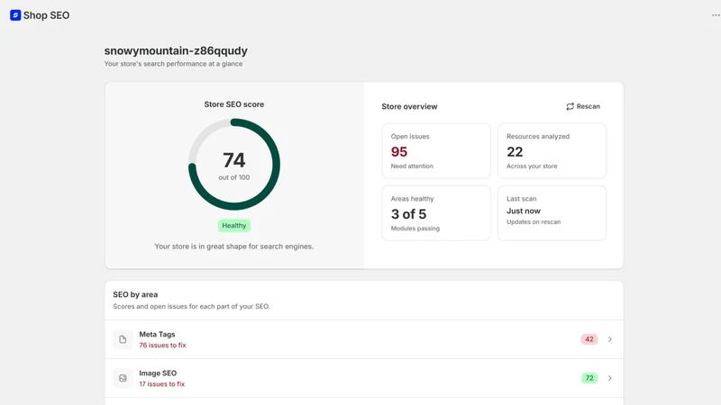ShopSEO: SEO Audit & Schema