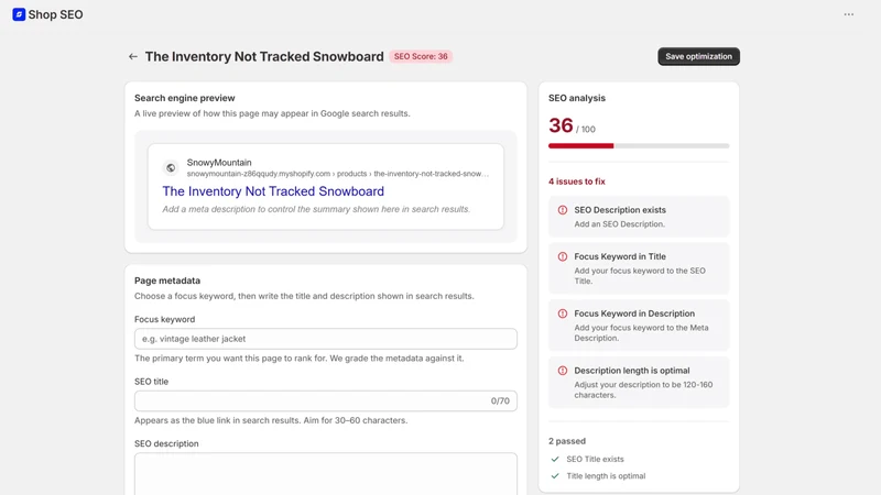 ShopSEO: SEO Audit & Schema