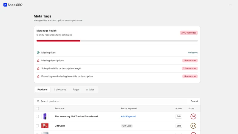 ShopSEO: SEO Audit & Schema