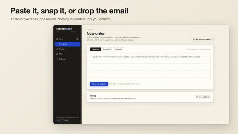 ReorderInbox: Email to Order