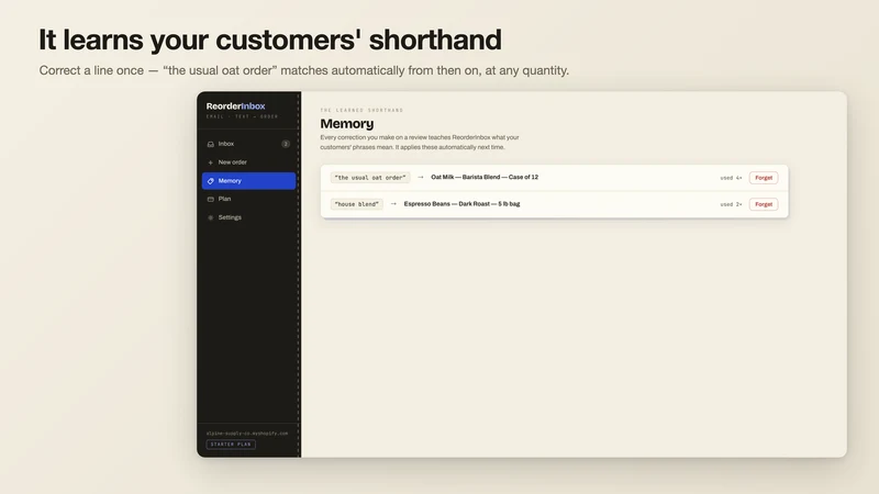 ReorderInbox: Email to Order