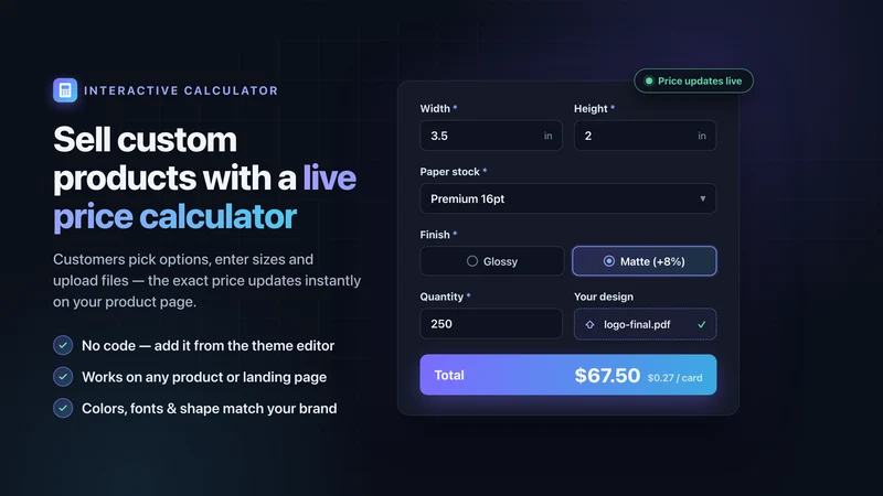 Interactive Price Calculator
