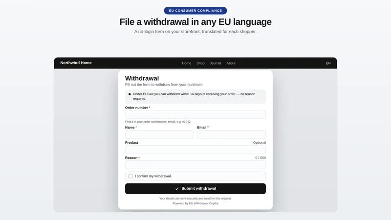 Tiny: EU Withdrawal Button
