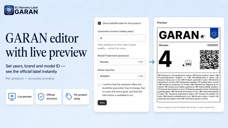 EU Warranty Label GARAN