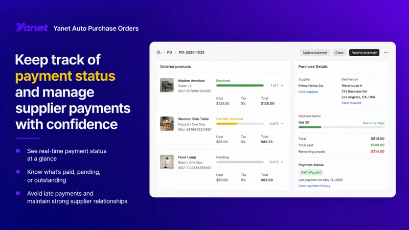 Yanet Auto Purchase Orders