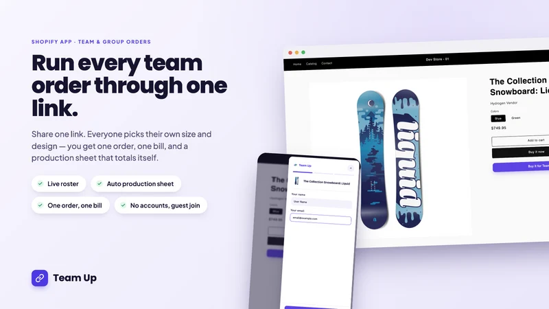 Team Up: Team Store Orders
