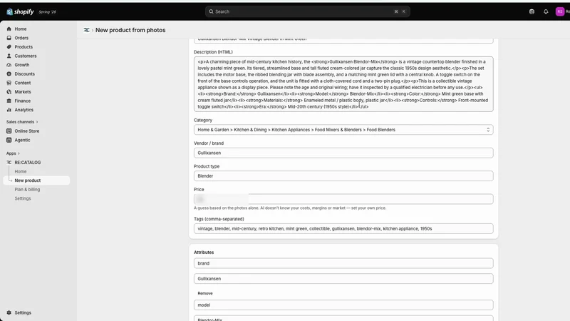 RE:Catalog ‑ AI Listing Maker