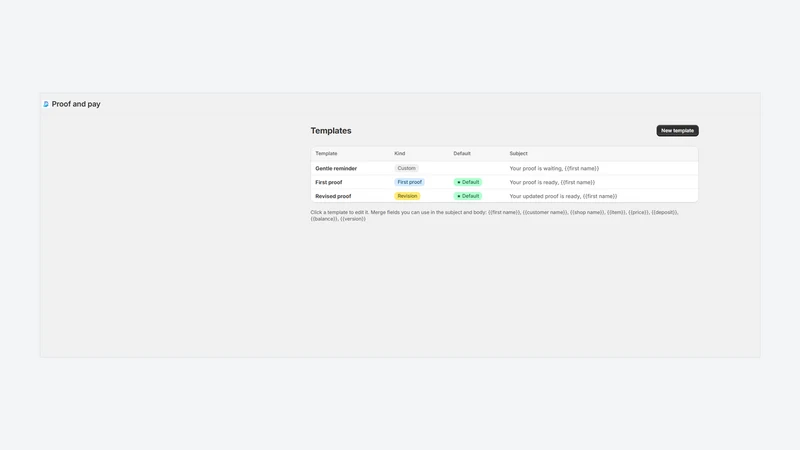Proof & Pay: Proofs & Deposits