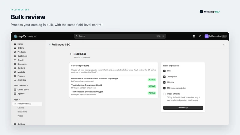 FullSweep: Bulk AI SEO & AEO