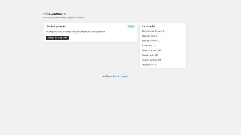 Order Gate: Checkout Rules