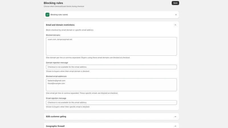 Order Gate: Checkout Rules