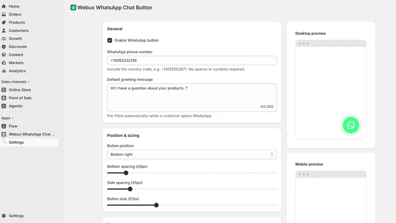 WhatsApp Chat Button By WebUx