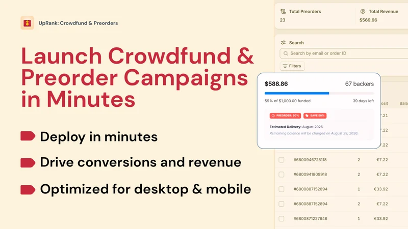 UpRank: Crowdfund & Preorders