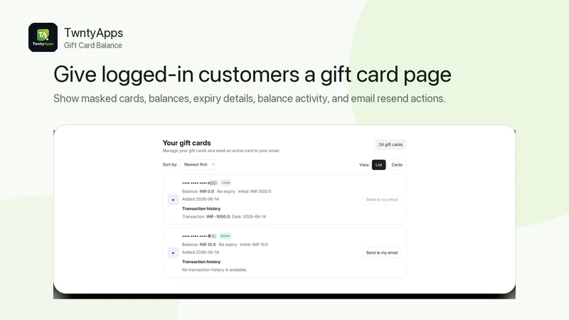 TwntyApps Gift Card Balance