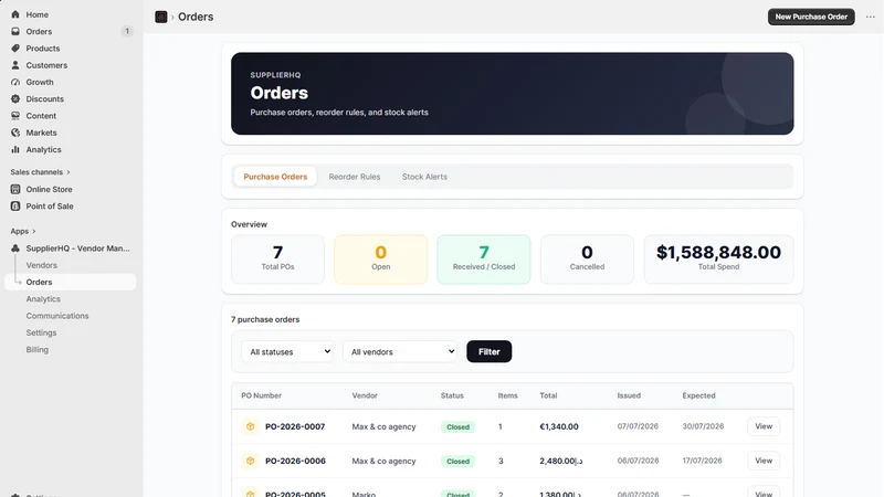 SupplierHQ: Vendor Manager
