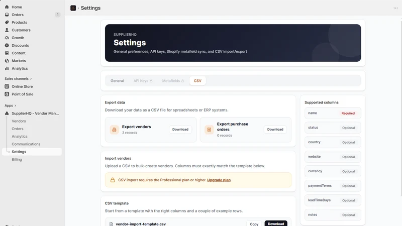 SupplierHQ: Vendor Manager
