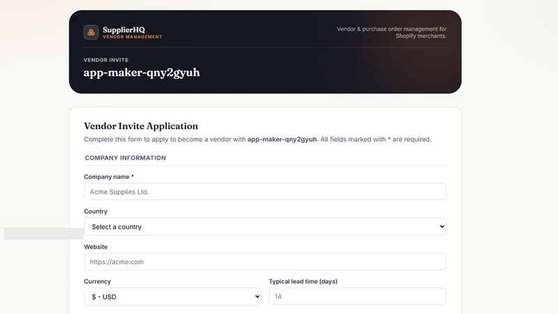 SupplierHQ: Vendor Manager