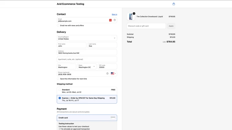 Avid Shipping Rules