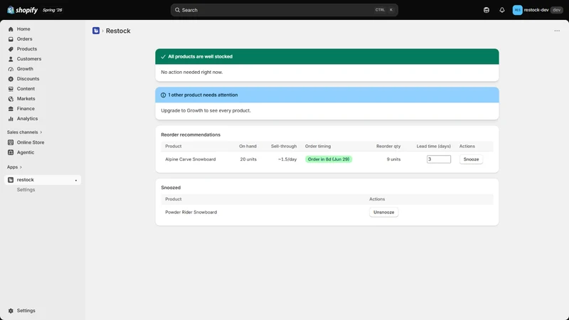 Restock: Reorder Forecasting