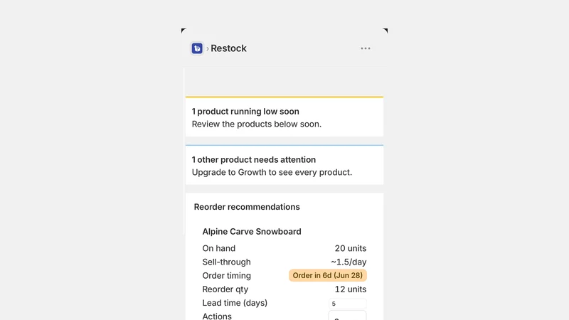 Restock: Reorder Forecasting