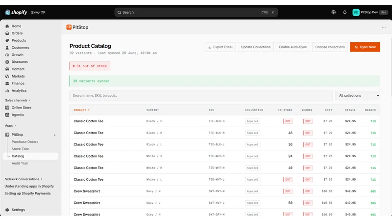 PitStop — Invoice to Inventory