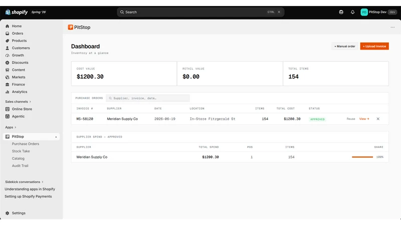PitStop — Invoice to Inventory