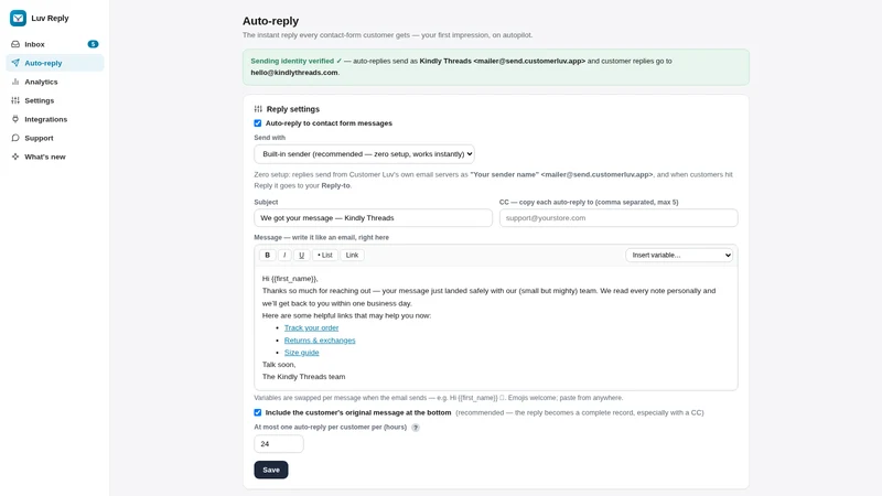 Luv Contact Form & Reply