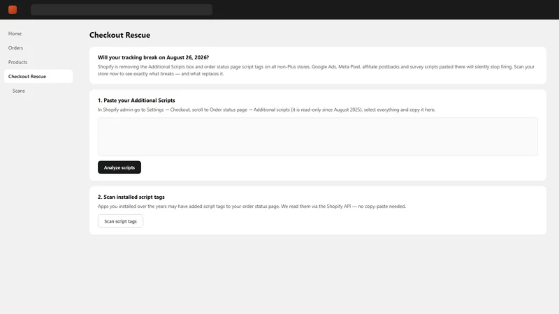 Checkout Rescue: Script Fix