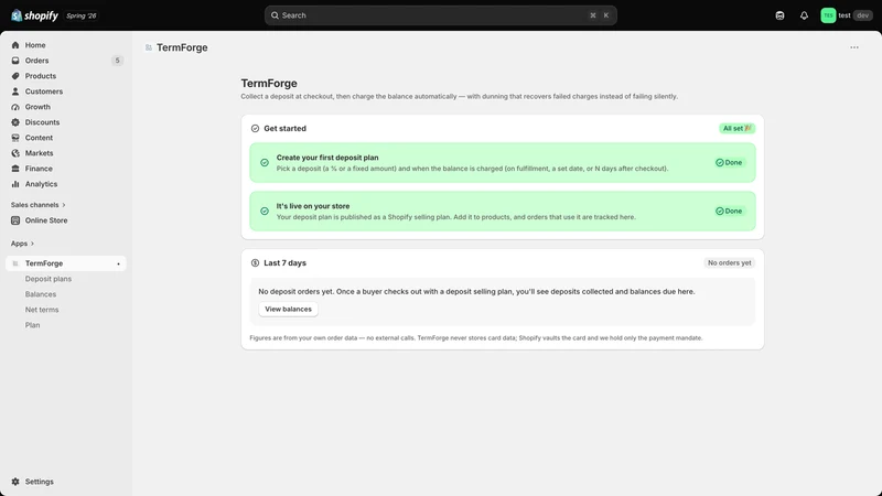 TermForge: Deposits & Terms