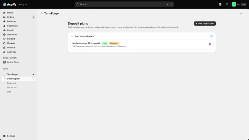 TermForge: Deposits & Terms