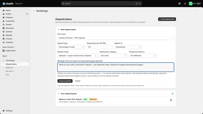 TermForge: Deposits & Terms