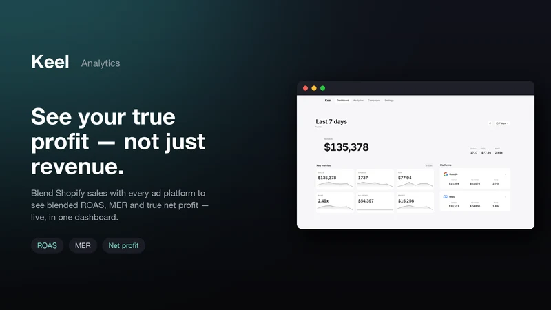 Keel: ROAS & Ad Spend Tracker