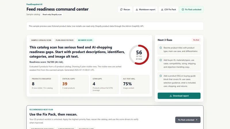 FeedSnapshot: Catalog Audit