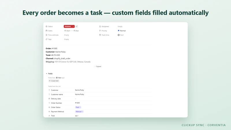 ClickUp Sync ‑ Orders to Tasks