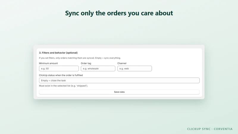 ClickUp Sync ‑ Orders to Tasks