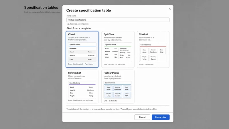 Specification Compare Studio