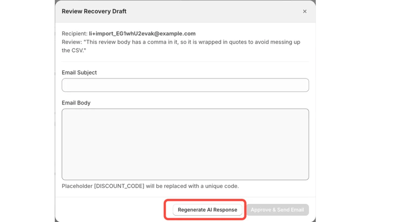 Review Care AI: Recover Sales