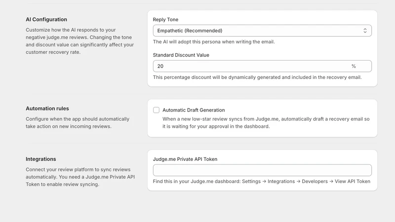 Review Care AI: Recover Sales