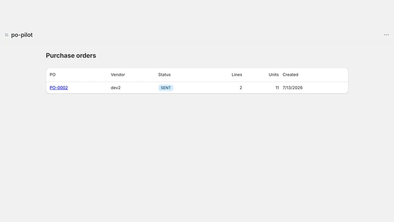 PO Pilot ‑ Purchase Orders