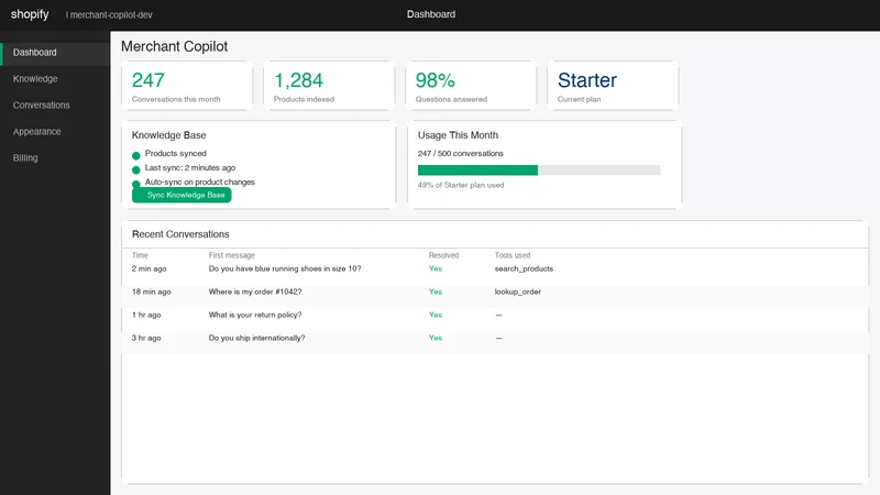 Merchant Copilot AI Chatbot