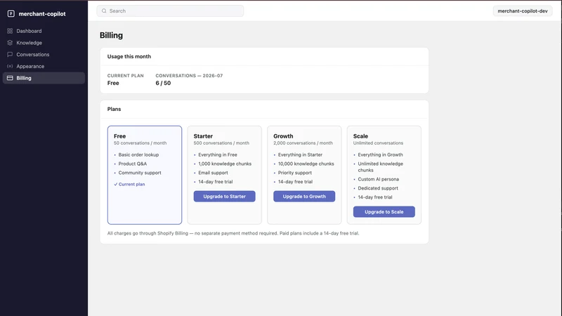 Merchant Copilot AI Chatbot