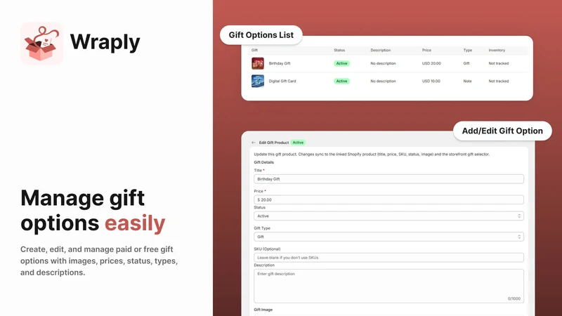 Wraply: Gift Wrap & Gift Note