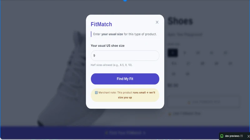 FitMatch Sizing Bar