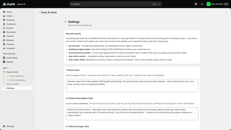 Easy AI: Descriptions & SEO