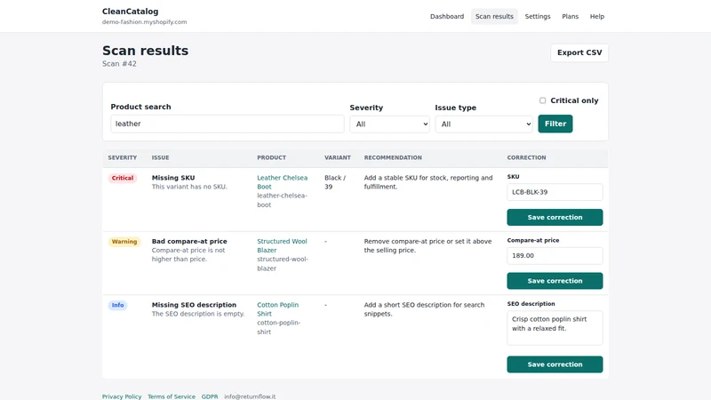 CleanCatalog – Product Audit