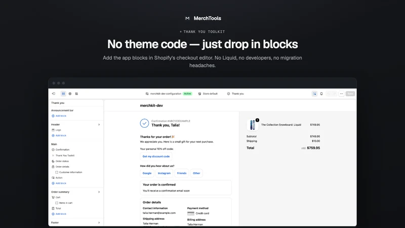 MerchTools Thank You Toolkit