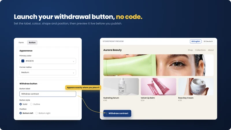 MIDA EU Withdrawal Button