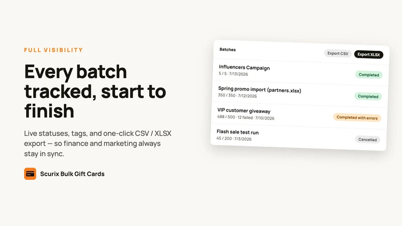 Scurix Bulk Gift Cards